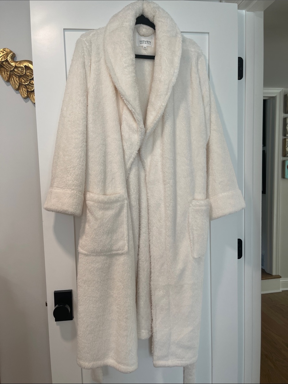 Haven Well Within Cream Plush Shawl-Collar Robe